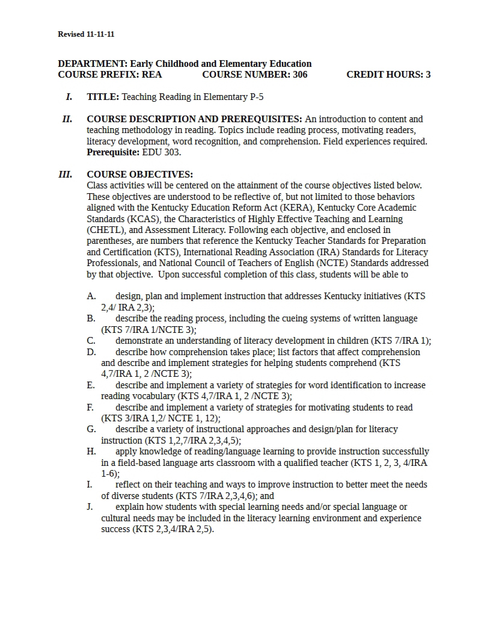 Syllabus - 3 Pages