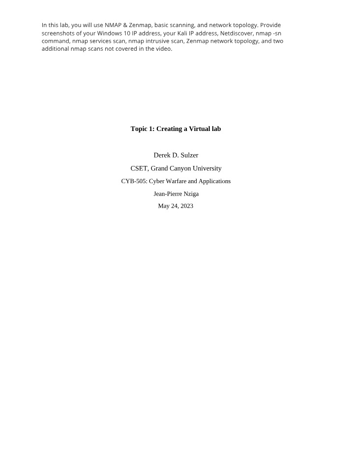 NMAP and Zenmap Lab - Basic Scanning and Network Topology