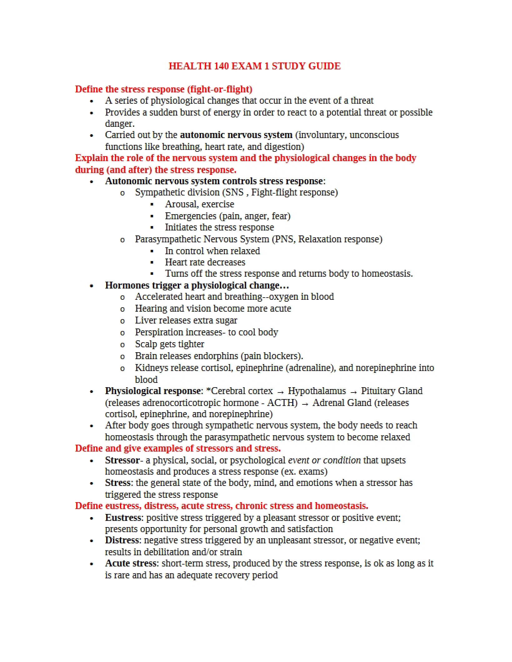 Guide for First Exam