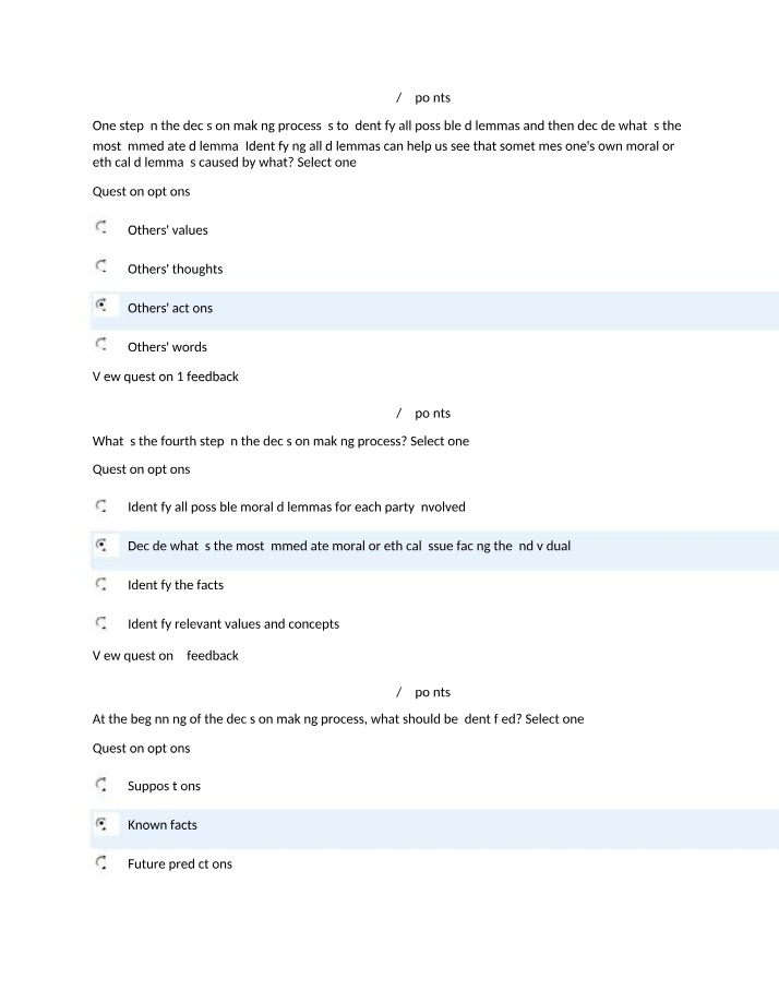 Identifying Dilemmas in the Decision Making Process