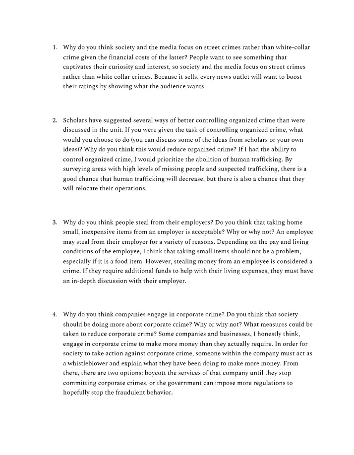 White Collar Crime Comparison