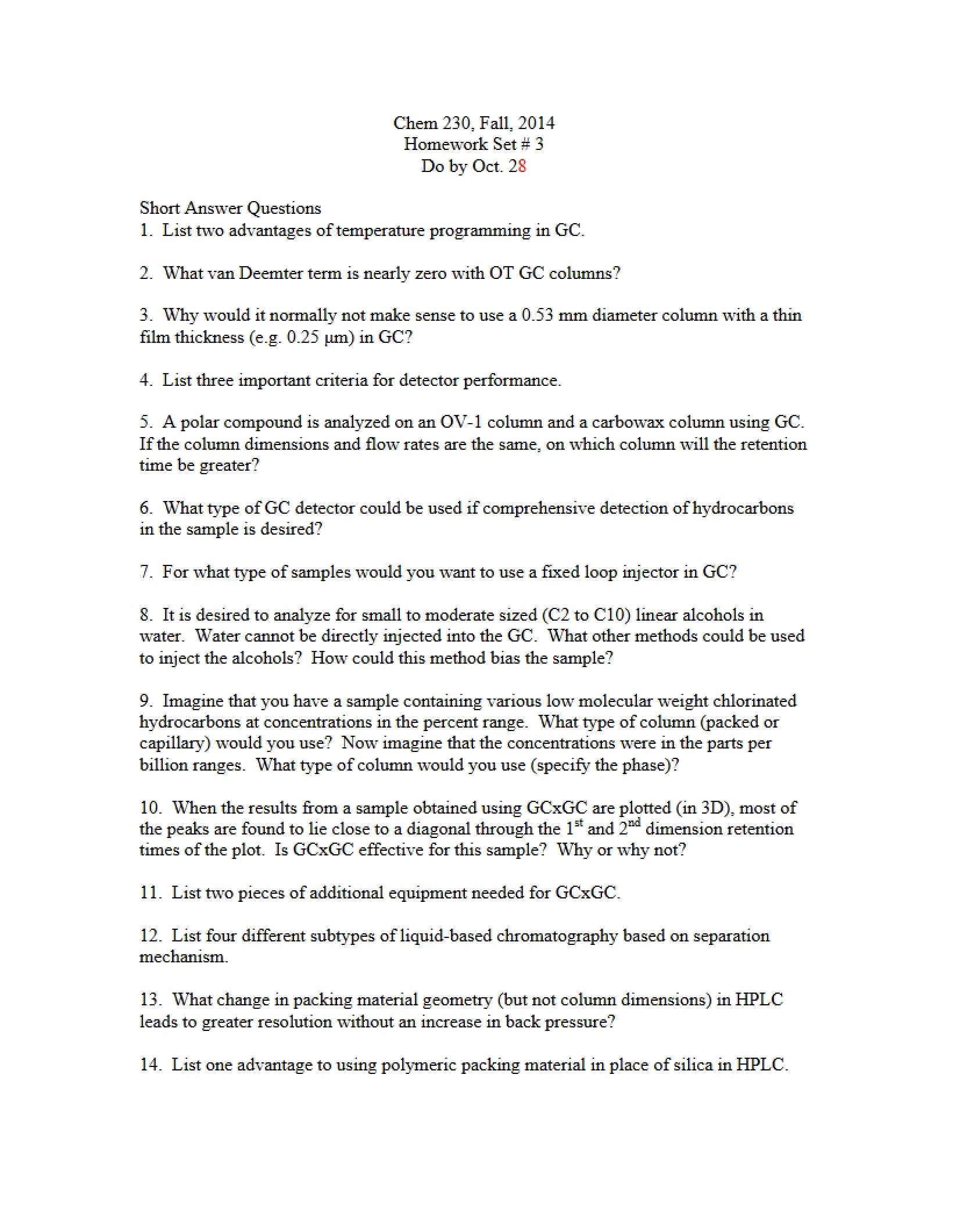 Third Homework Set