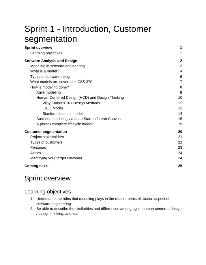 Customer Segmentation and Introduction - Sprint 1