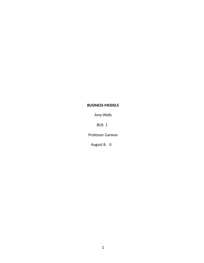 BUS313 Business Models
