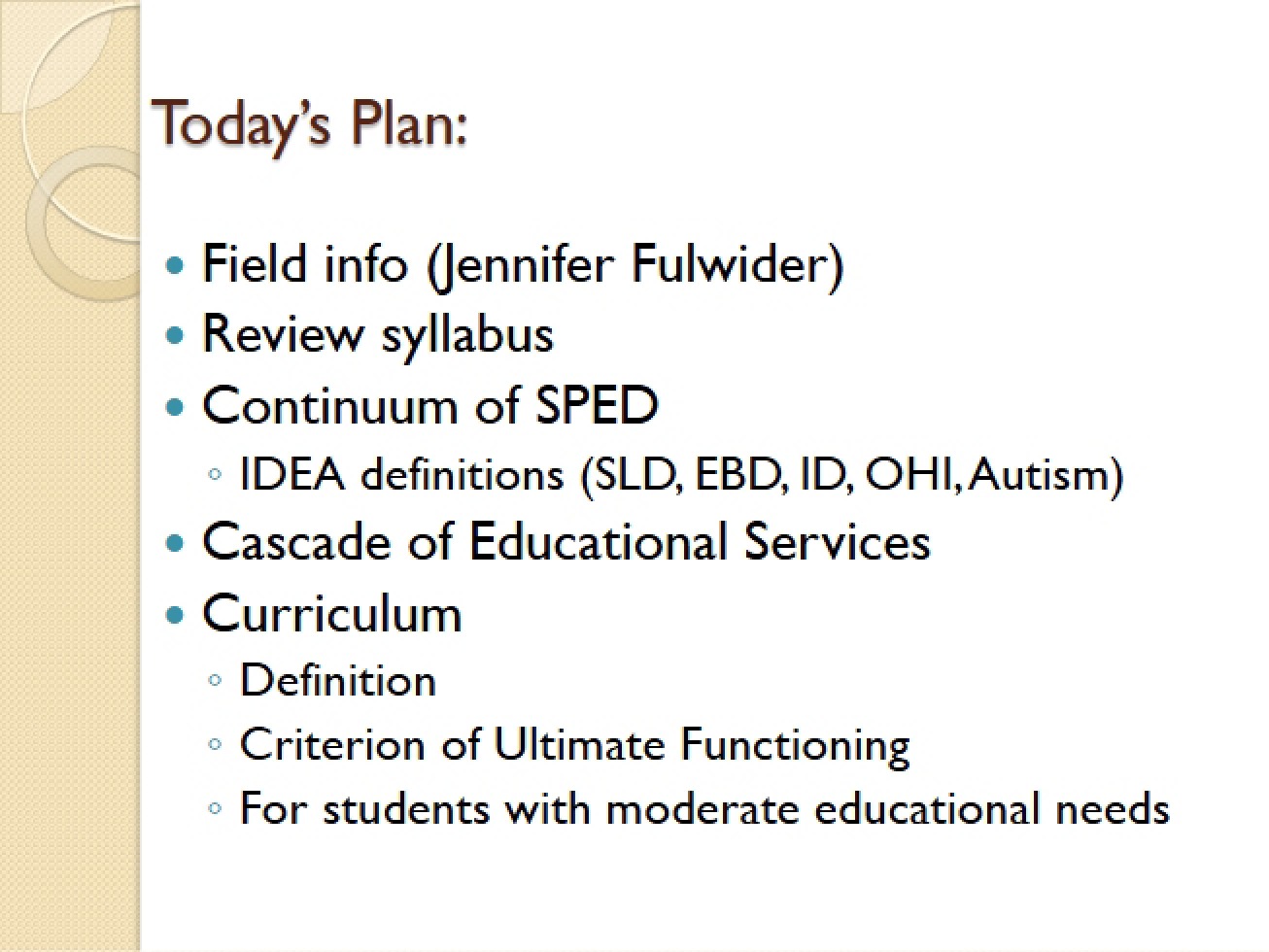 Review of the Course Syllabus