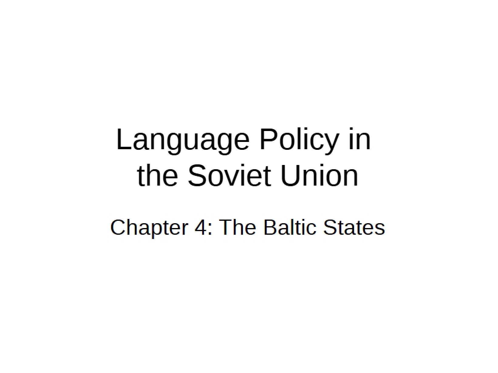 Baltic States (Ch 4)