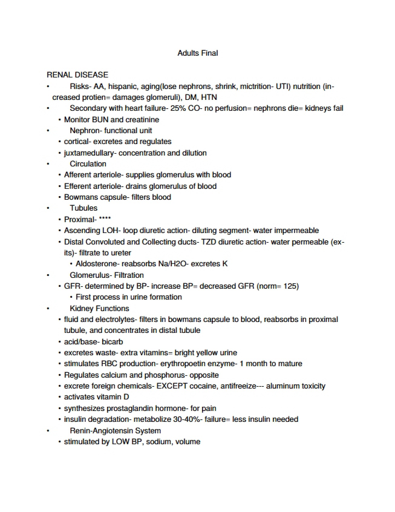Final Exam Adult Nursing