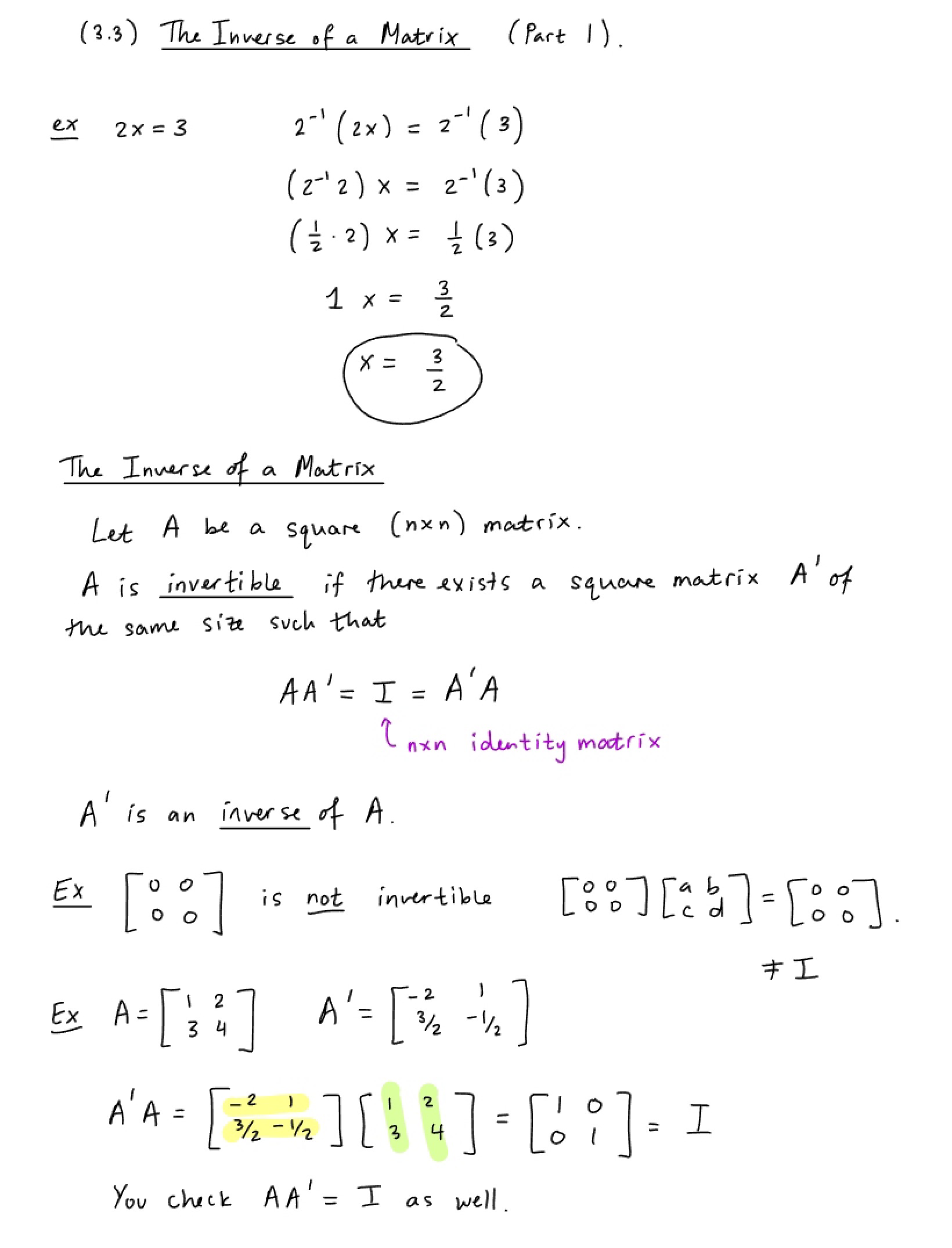 Part 1 Matrix Inverse