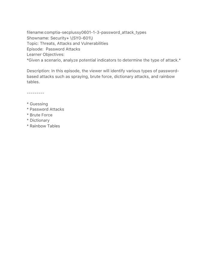 Types of Password Attacks