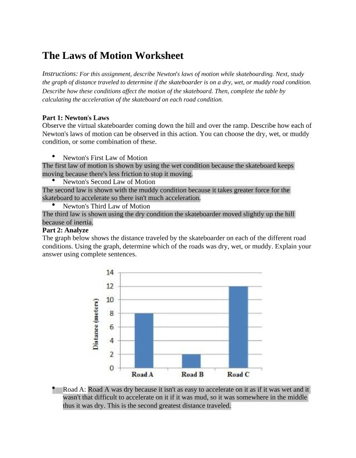 Worksheet - The Laws of Motion