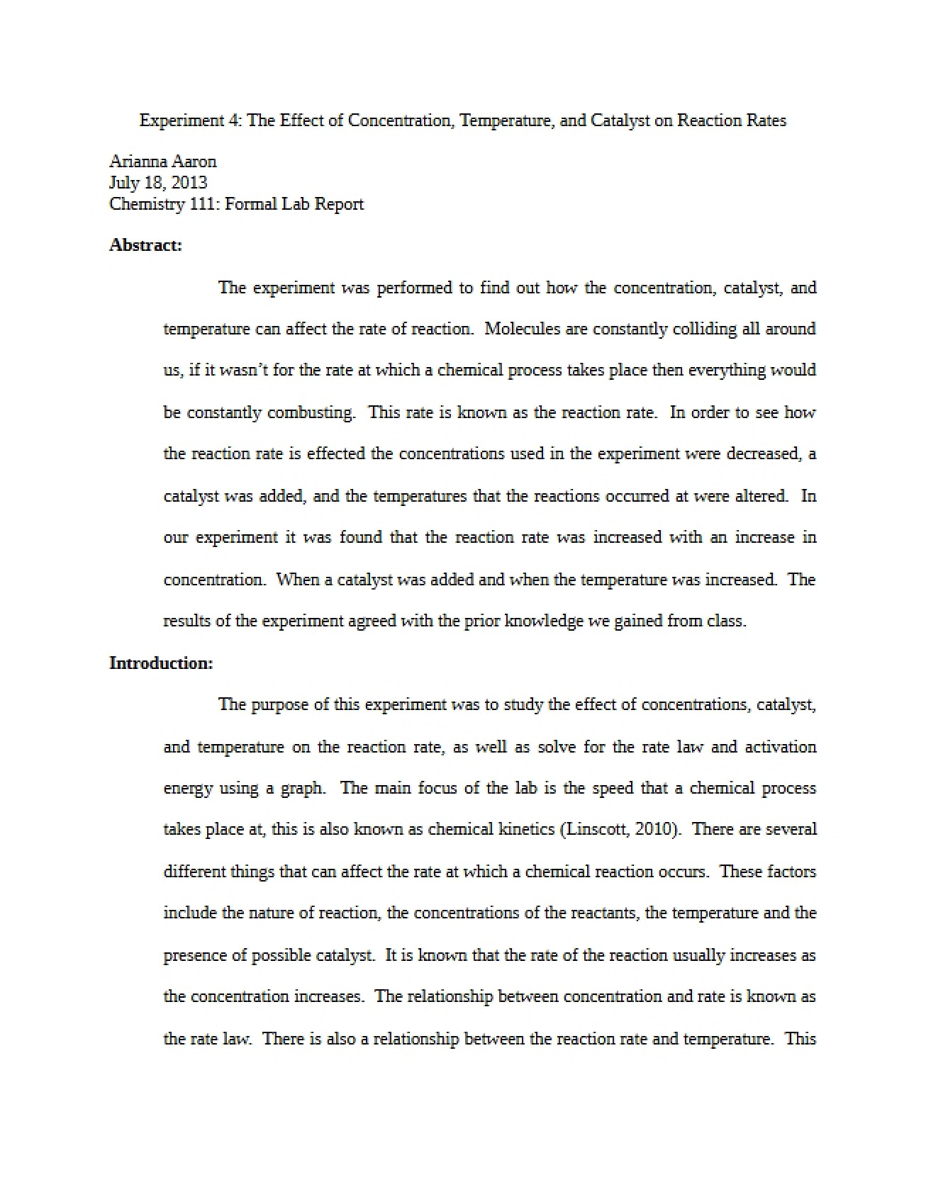 Laboratory Report (Formal)