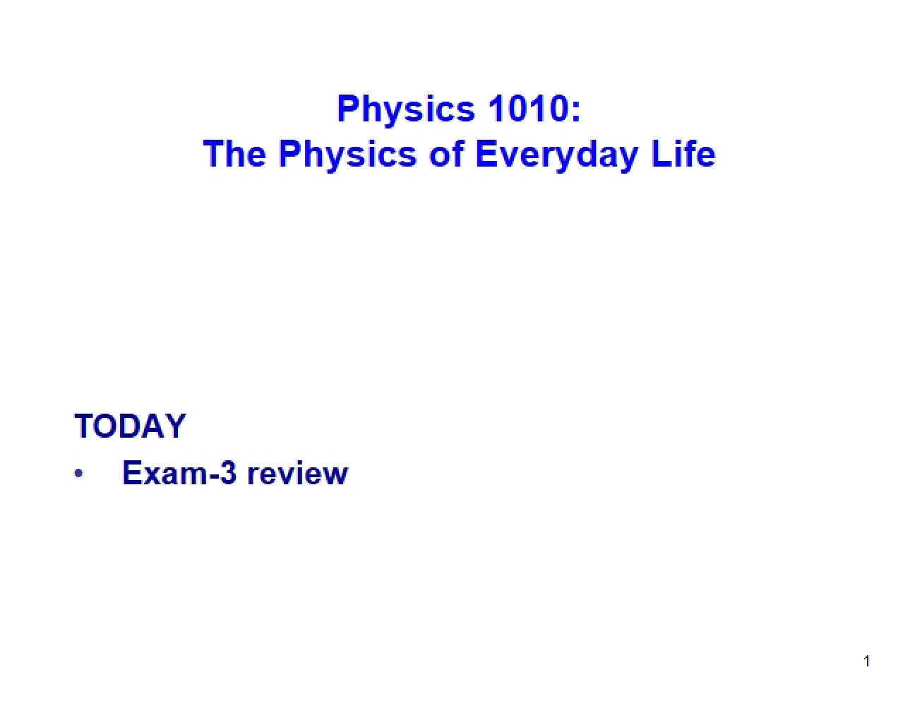 Lecture Overview (First Instance)