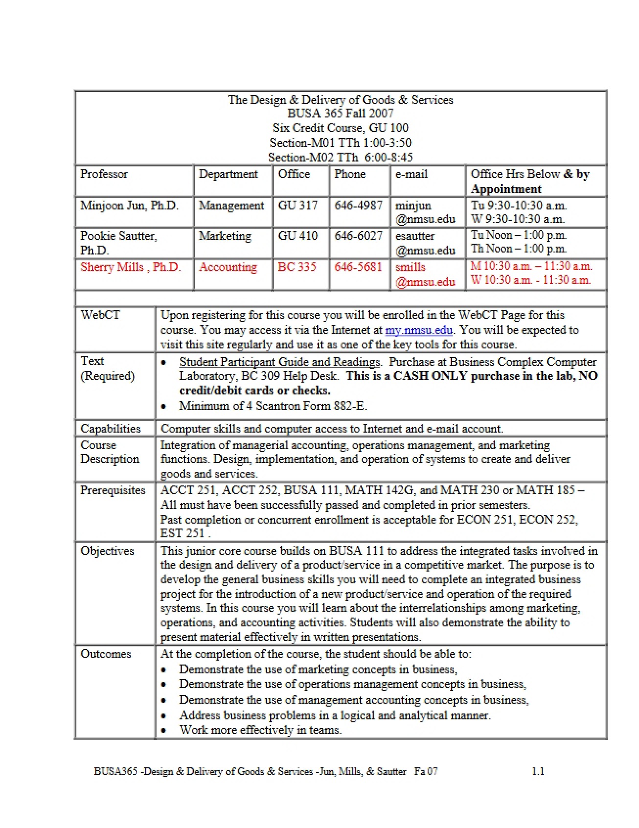 Design and Delivery of Goods and Services Course Syllabus