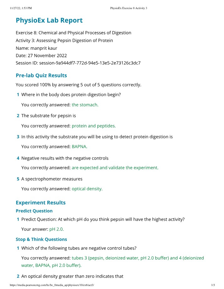 Exercise 8 Activity 3 - PhysioEx