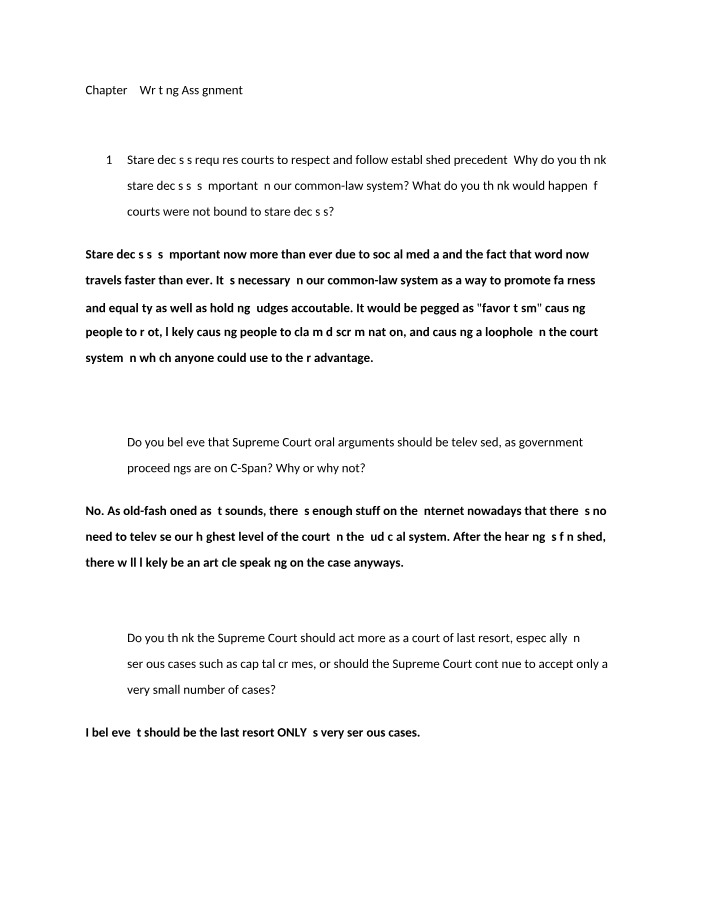 Writing Assignment for Chapter 2