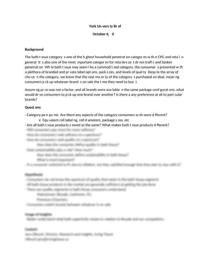 York University - Project Brief