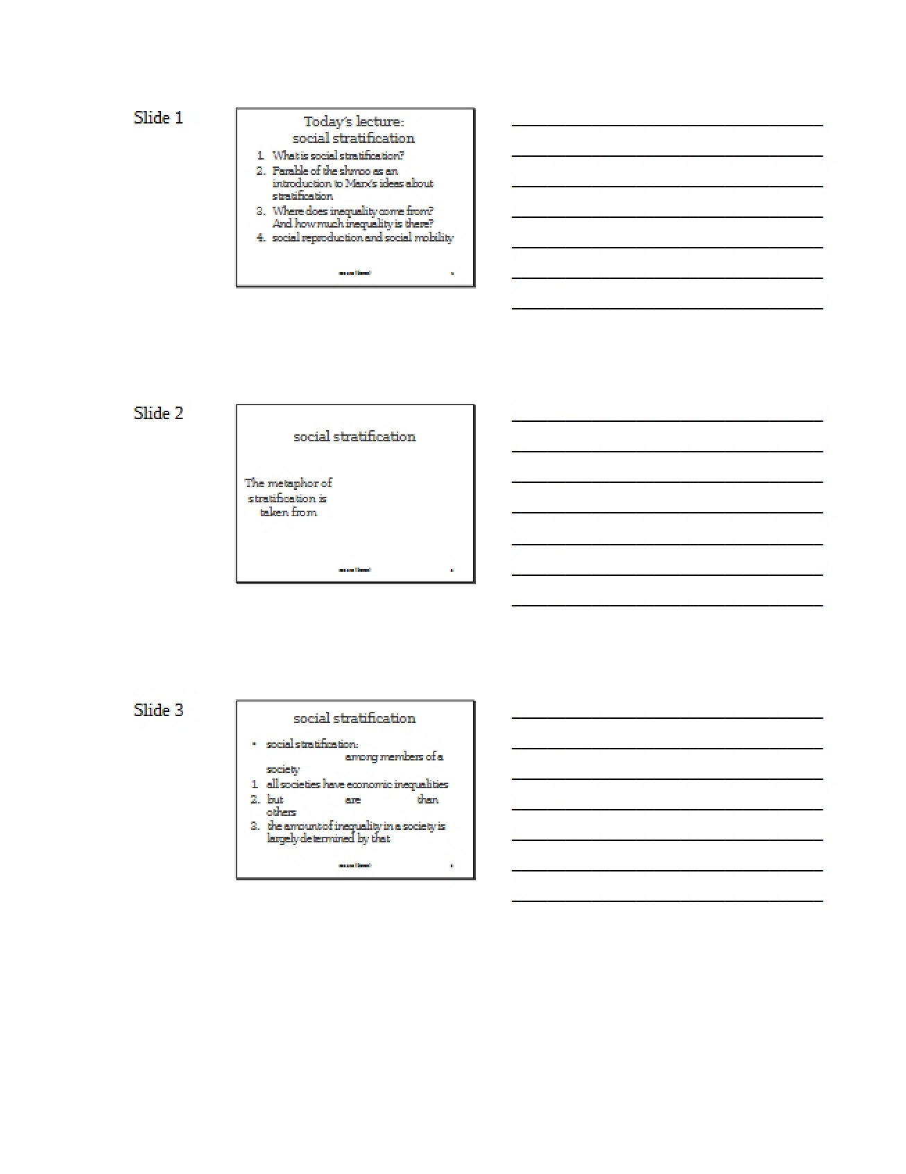 Slides on Stratification