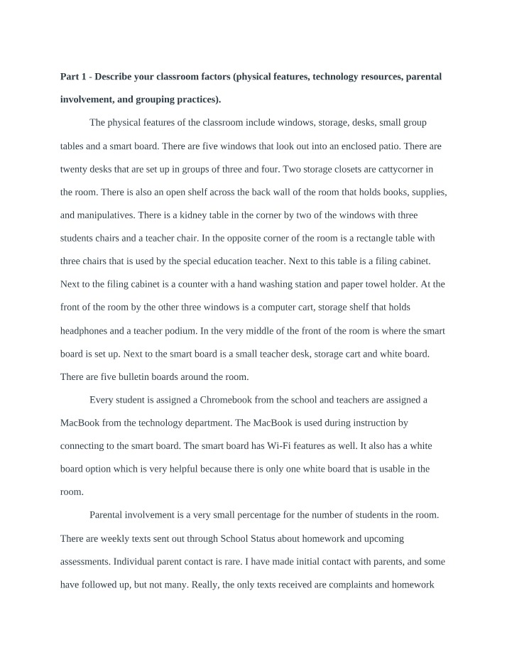 Optimizing Classroom Factors - Technology and Physical Features