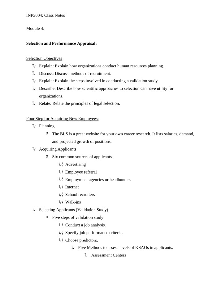 Methods for Recruitment, Selection, and Performance Appraisal