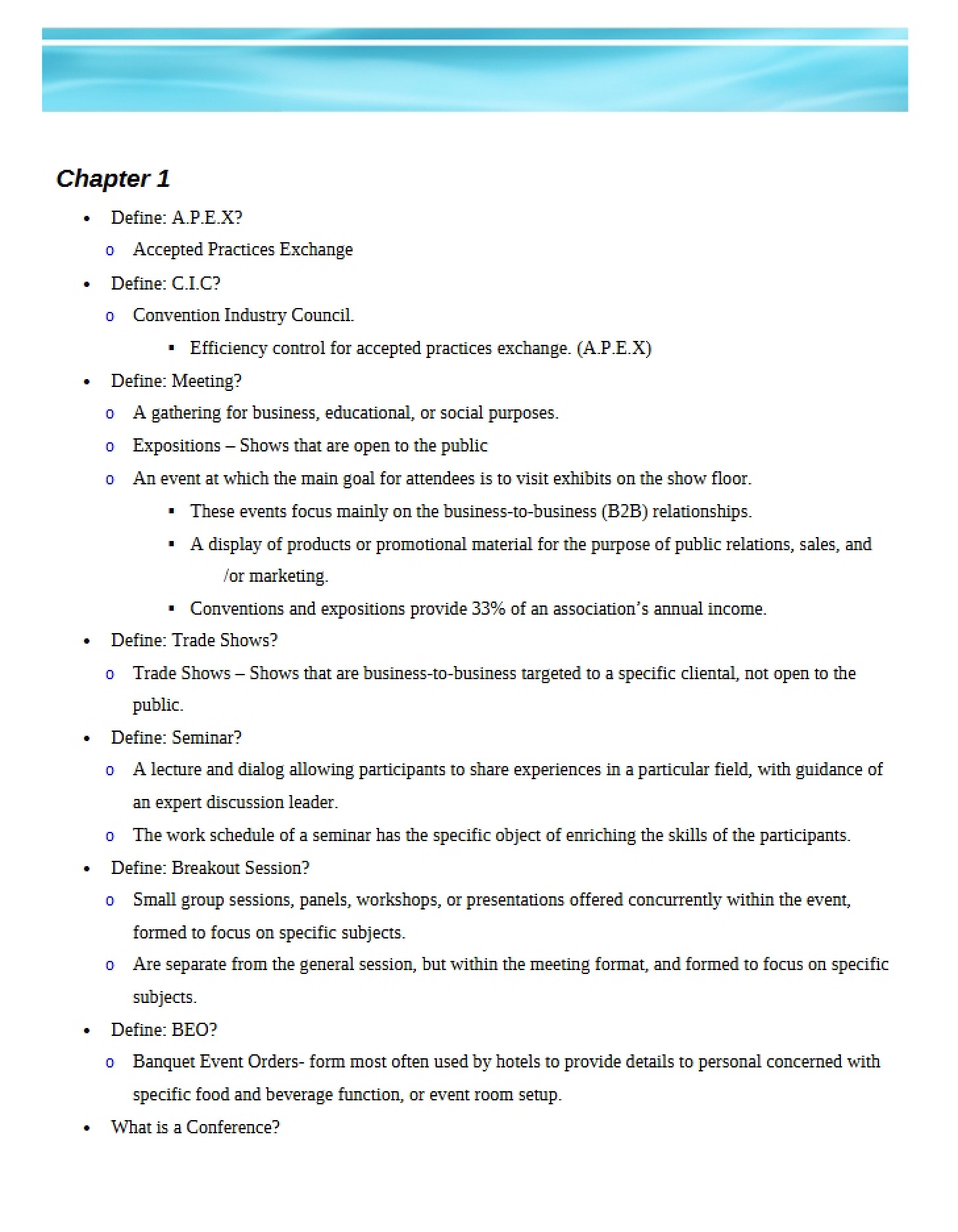 Opening Chapter Fundamentals