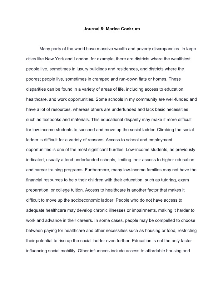 Marlee Cockrum - Journal 8