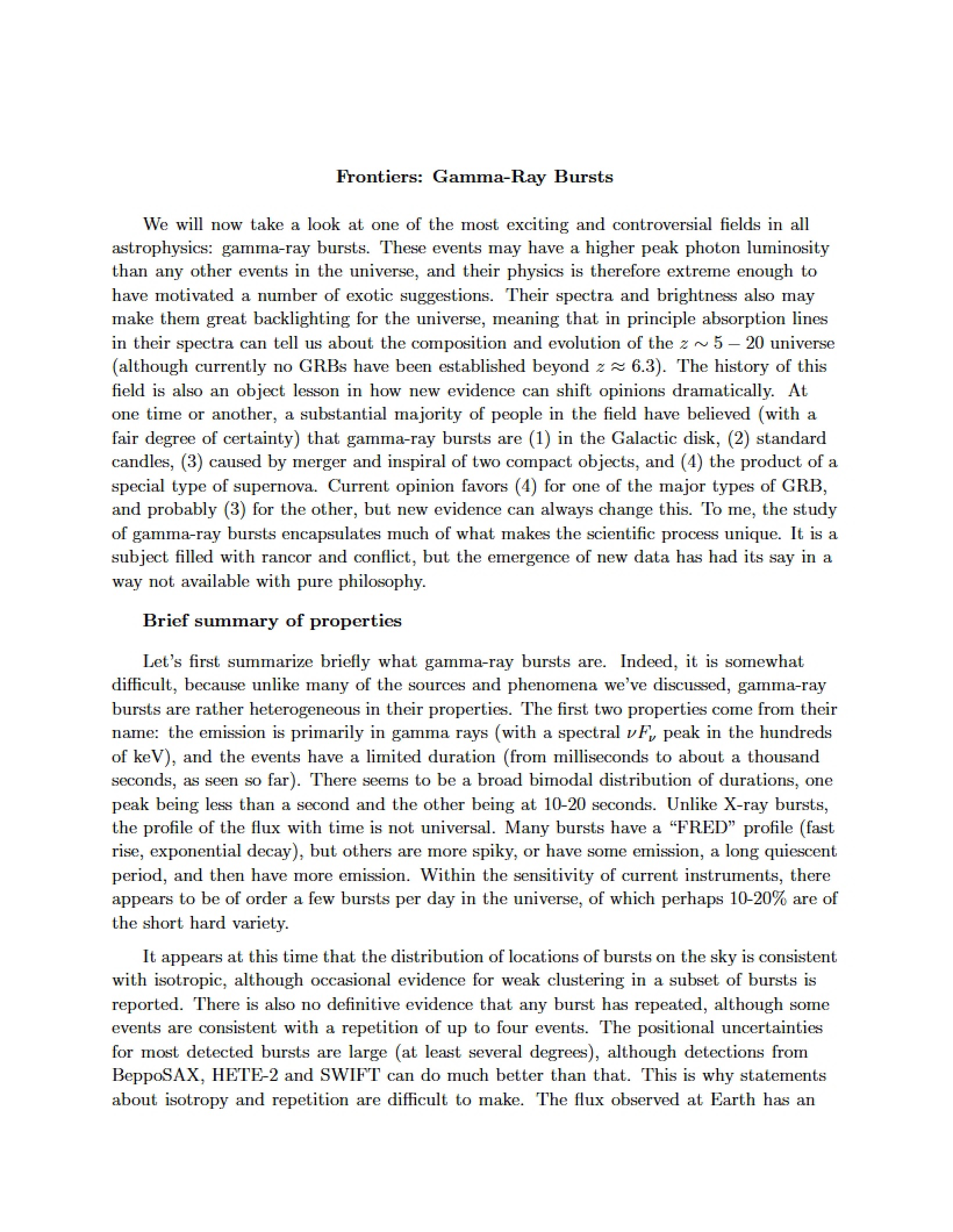 Gamma-Ray Burst Frontiers
