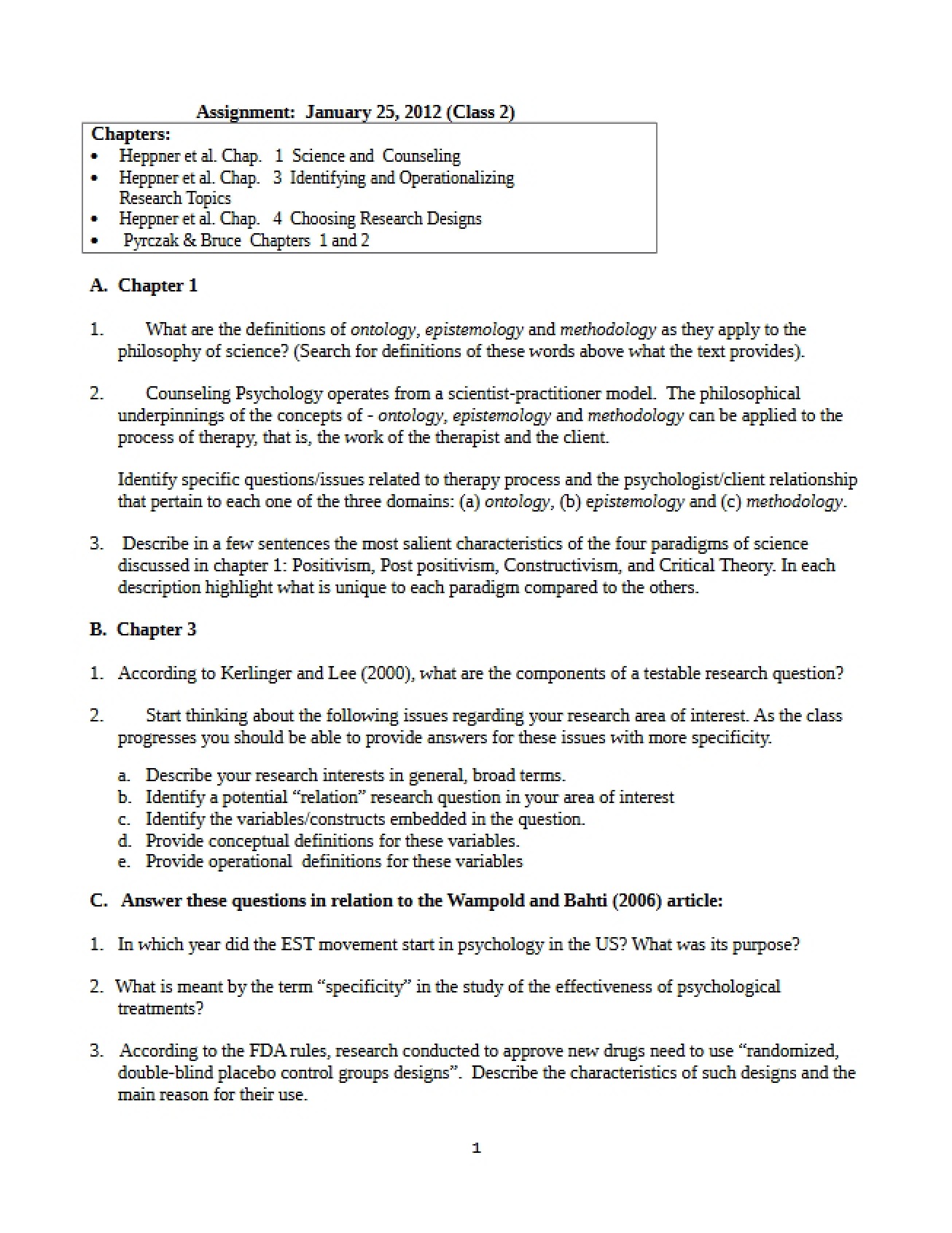 Assignments