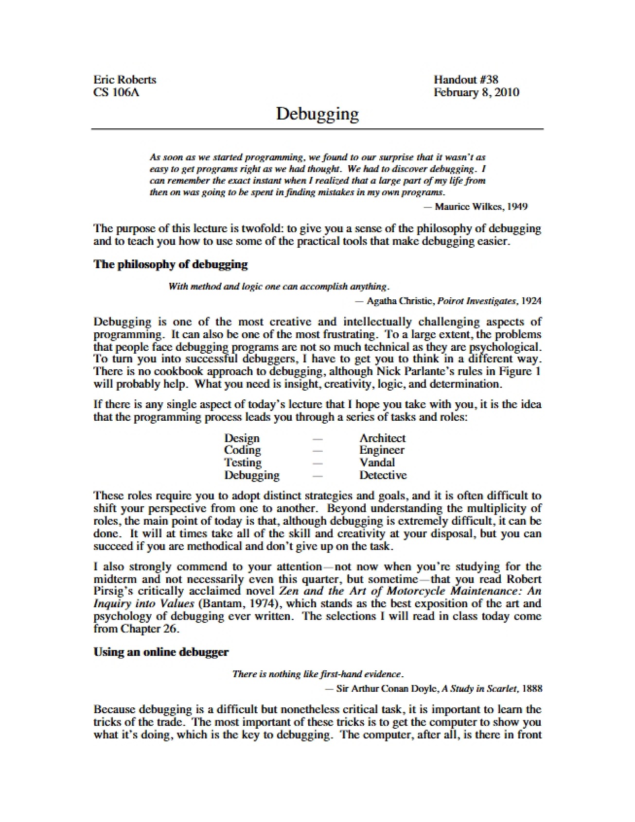 Introduction to Debugging