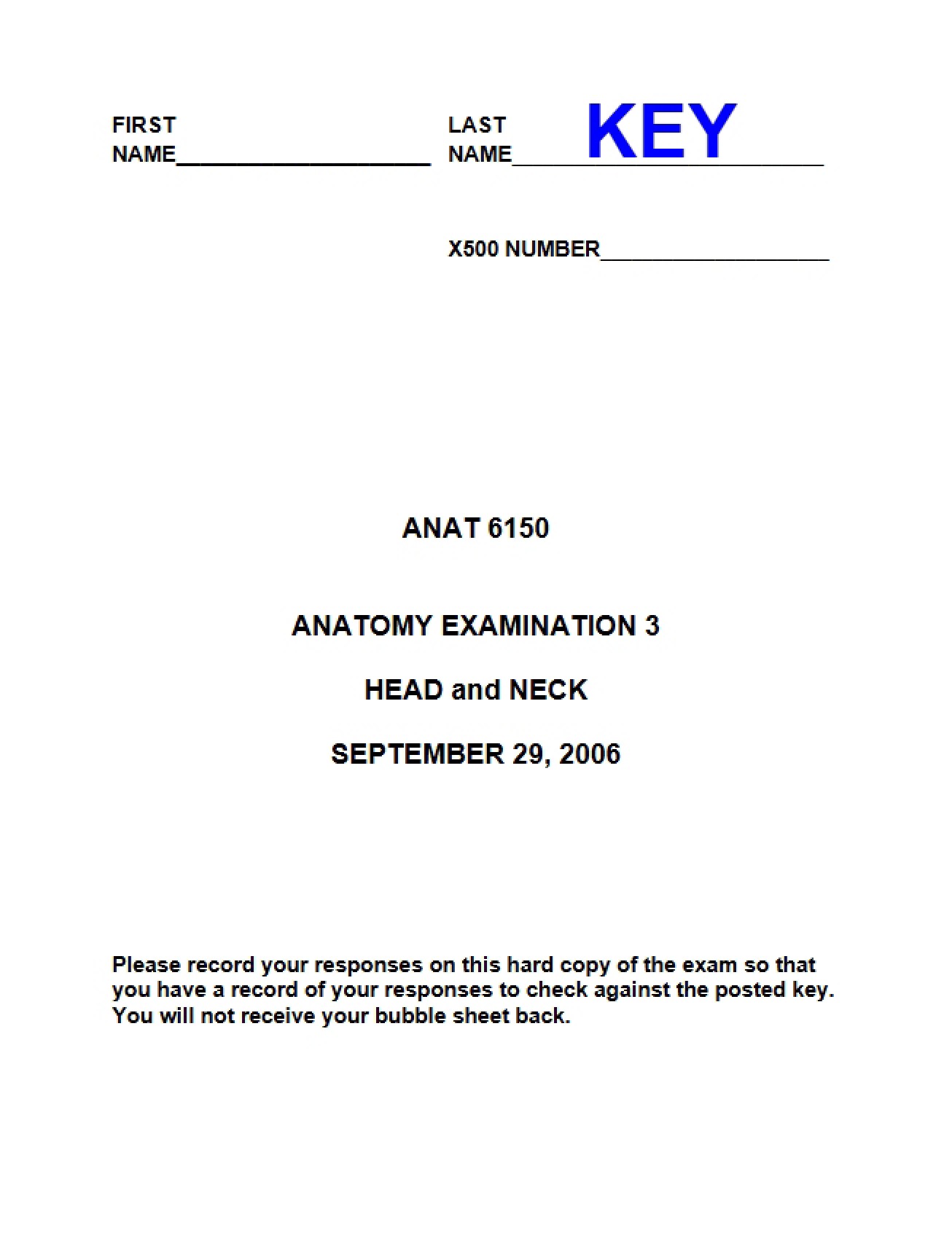 Third Anatomy Examination