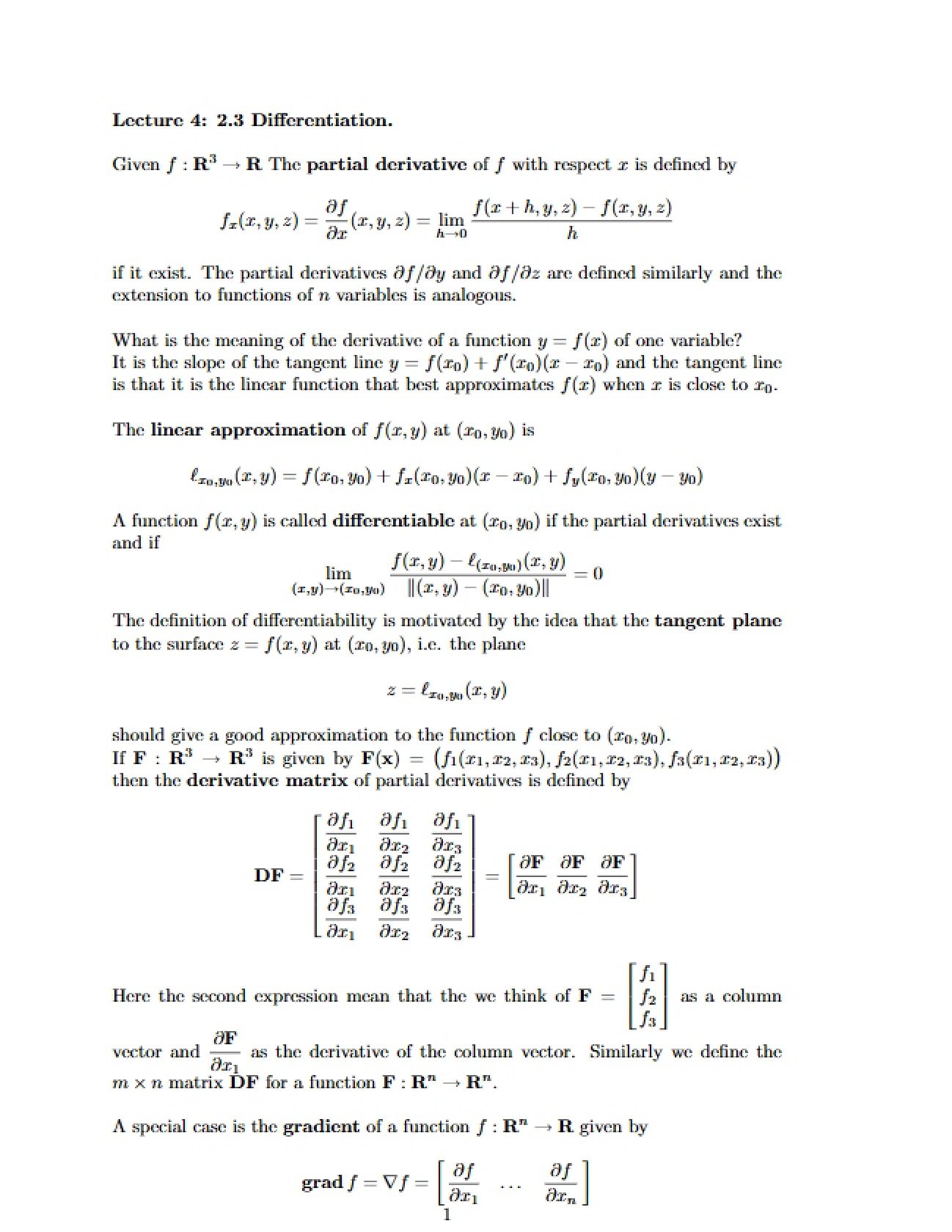 Differential Calculus in Vector Space