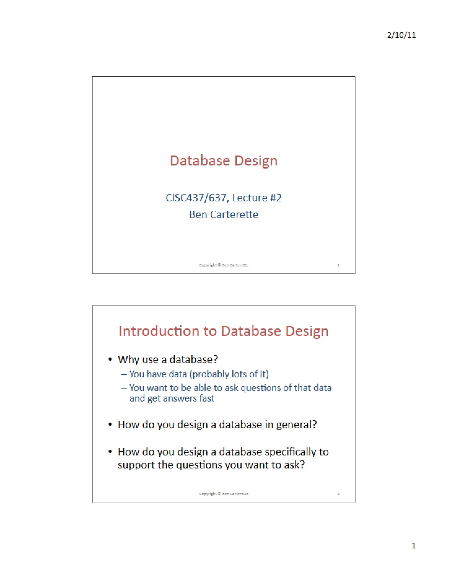 Design of Databases