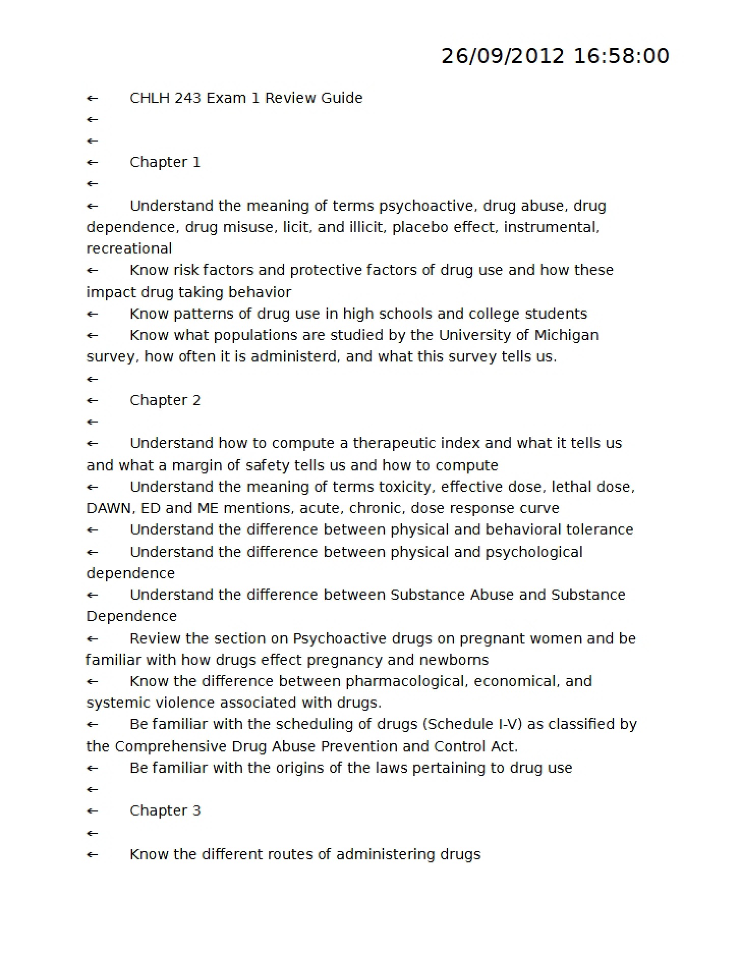 Guide for Reviewing Exam One