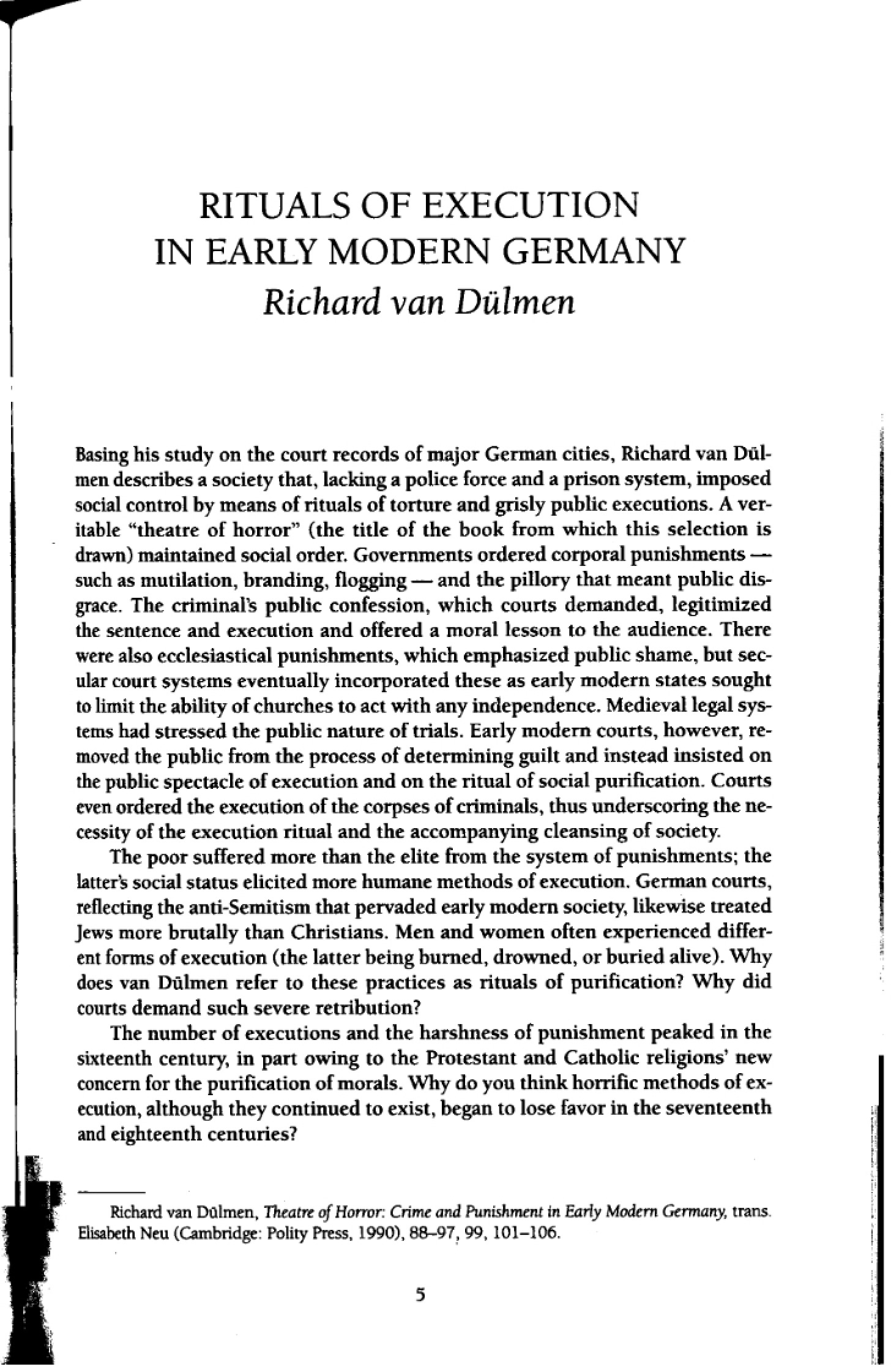 Early Modern Germany Execution Rituals
