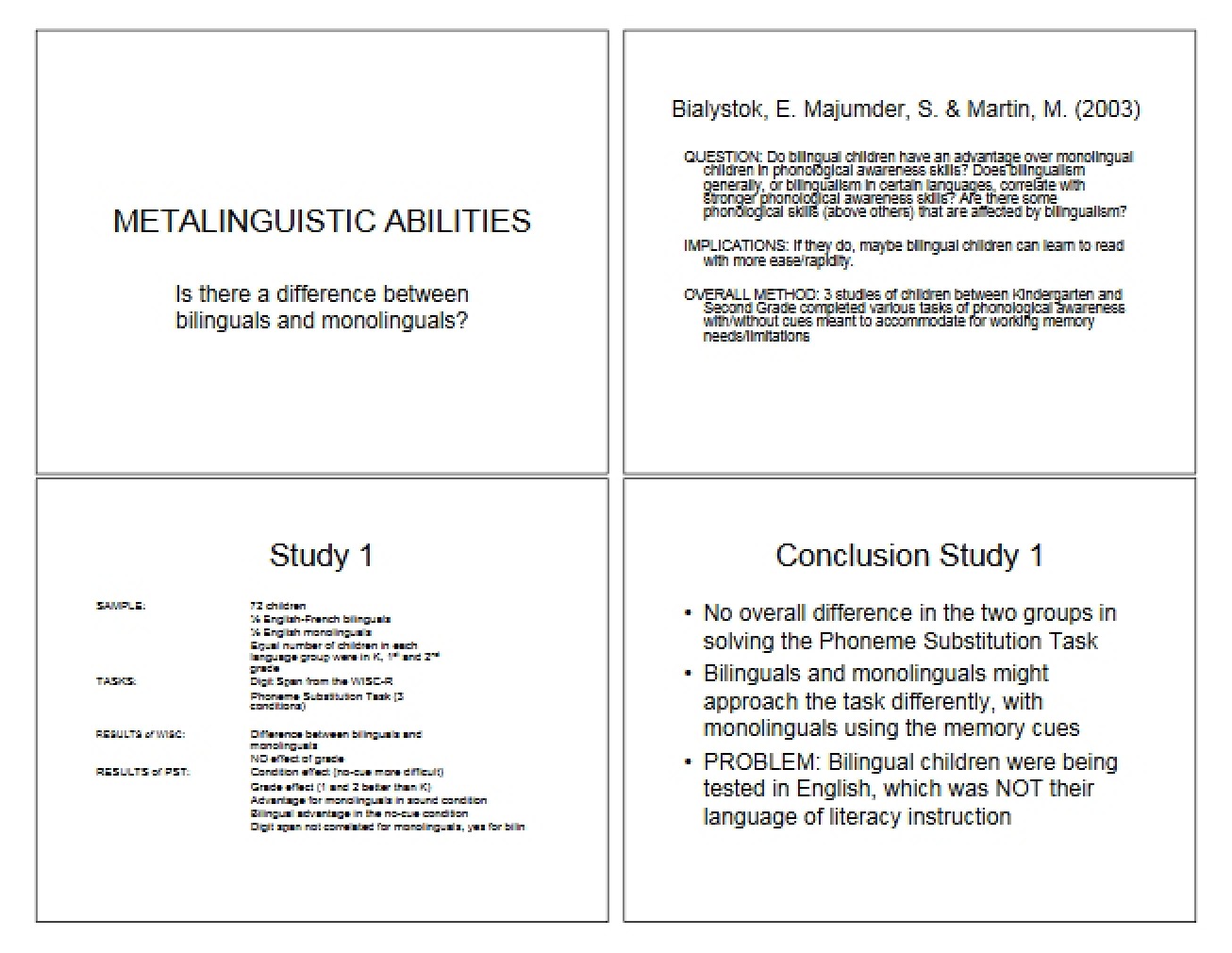 Overview of Metalinguistic Abilities