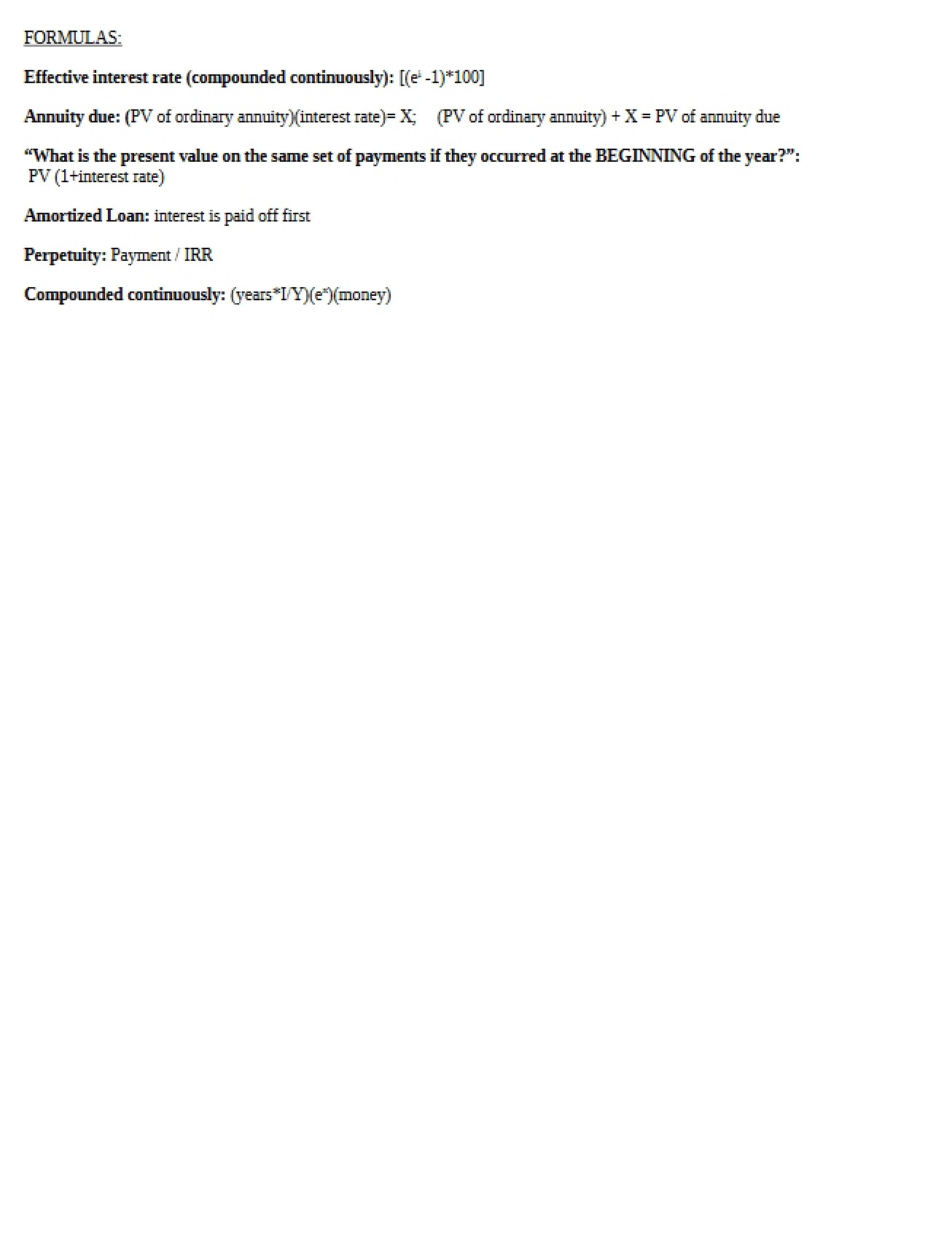 Formula Sheet