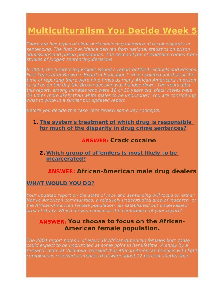 You Decide - Multiculturalism Week 5