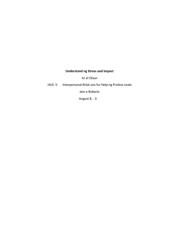 HUS3025 - Stress Assignment