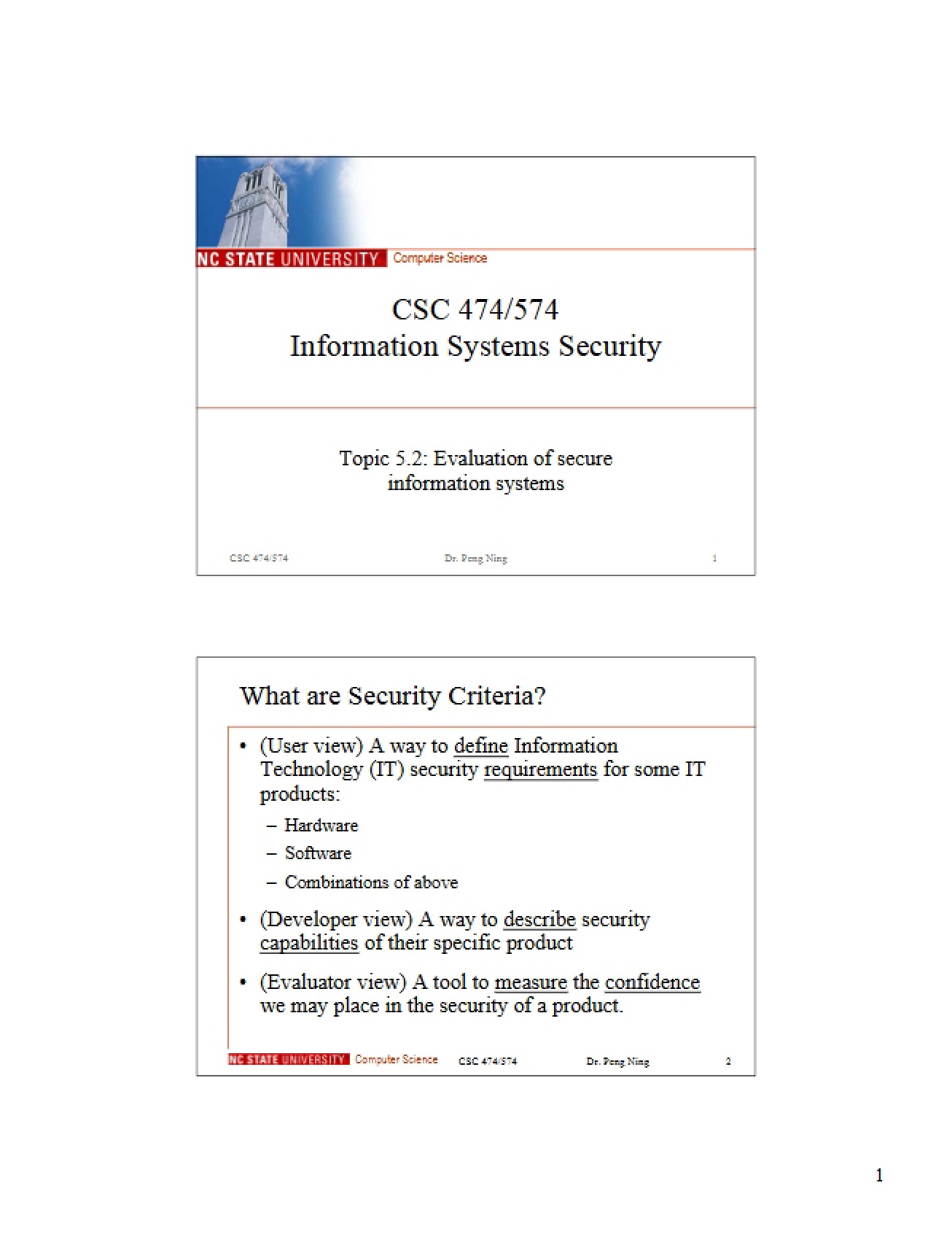 Secure Information Systems Evaluation