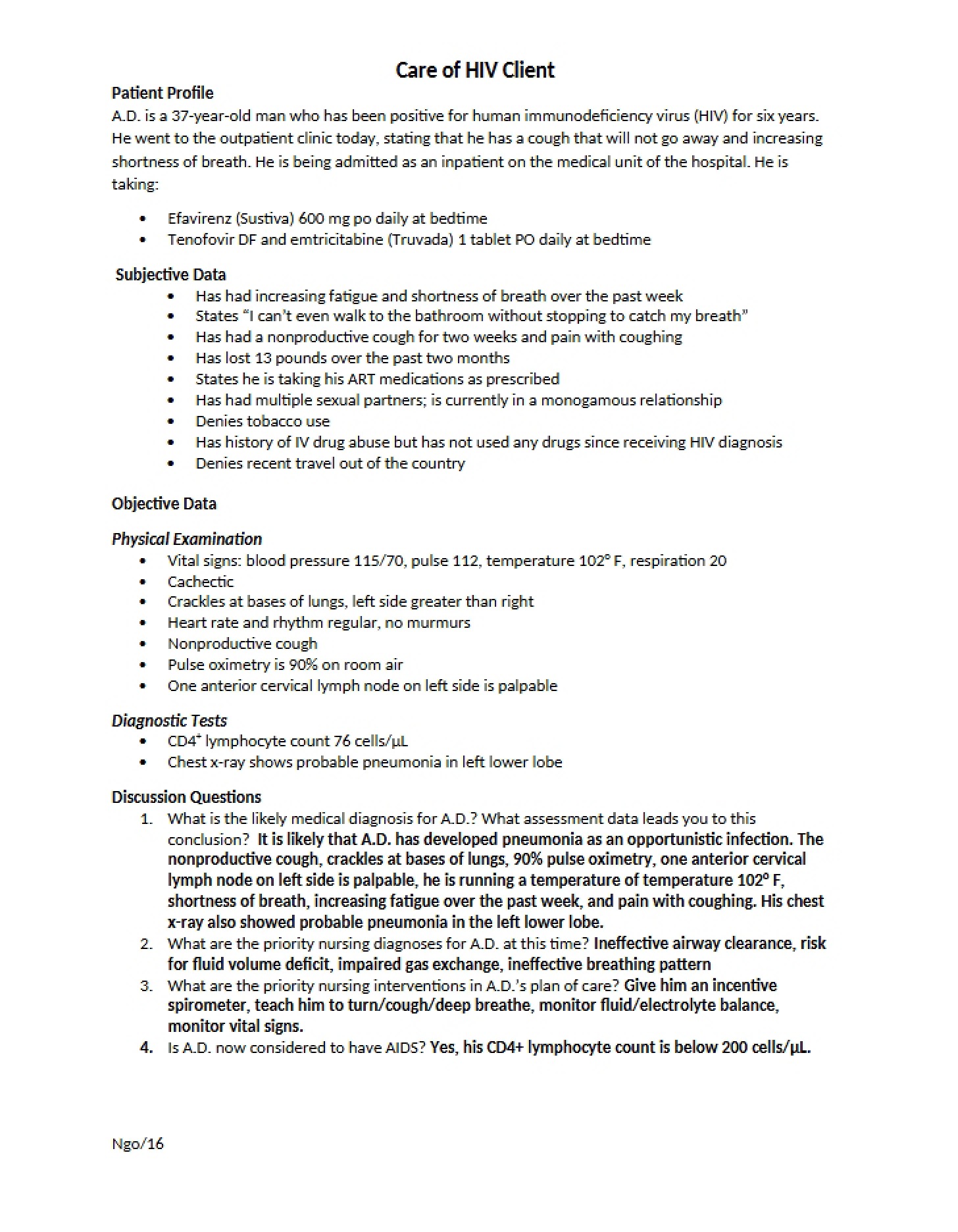 Notes on HIV Infection