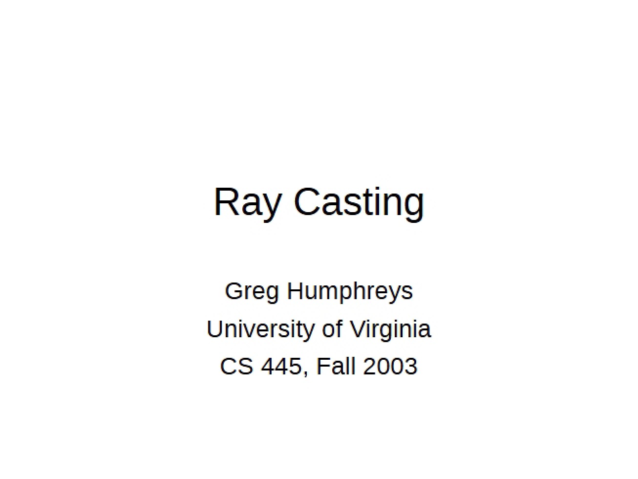 Ray Casting Basics