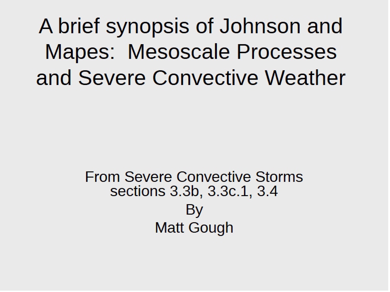 Mesoscale Processes in Severe Weather