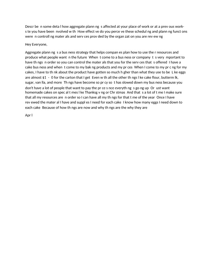 Aggregate Planning - Effect on Resource Control and Pricing