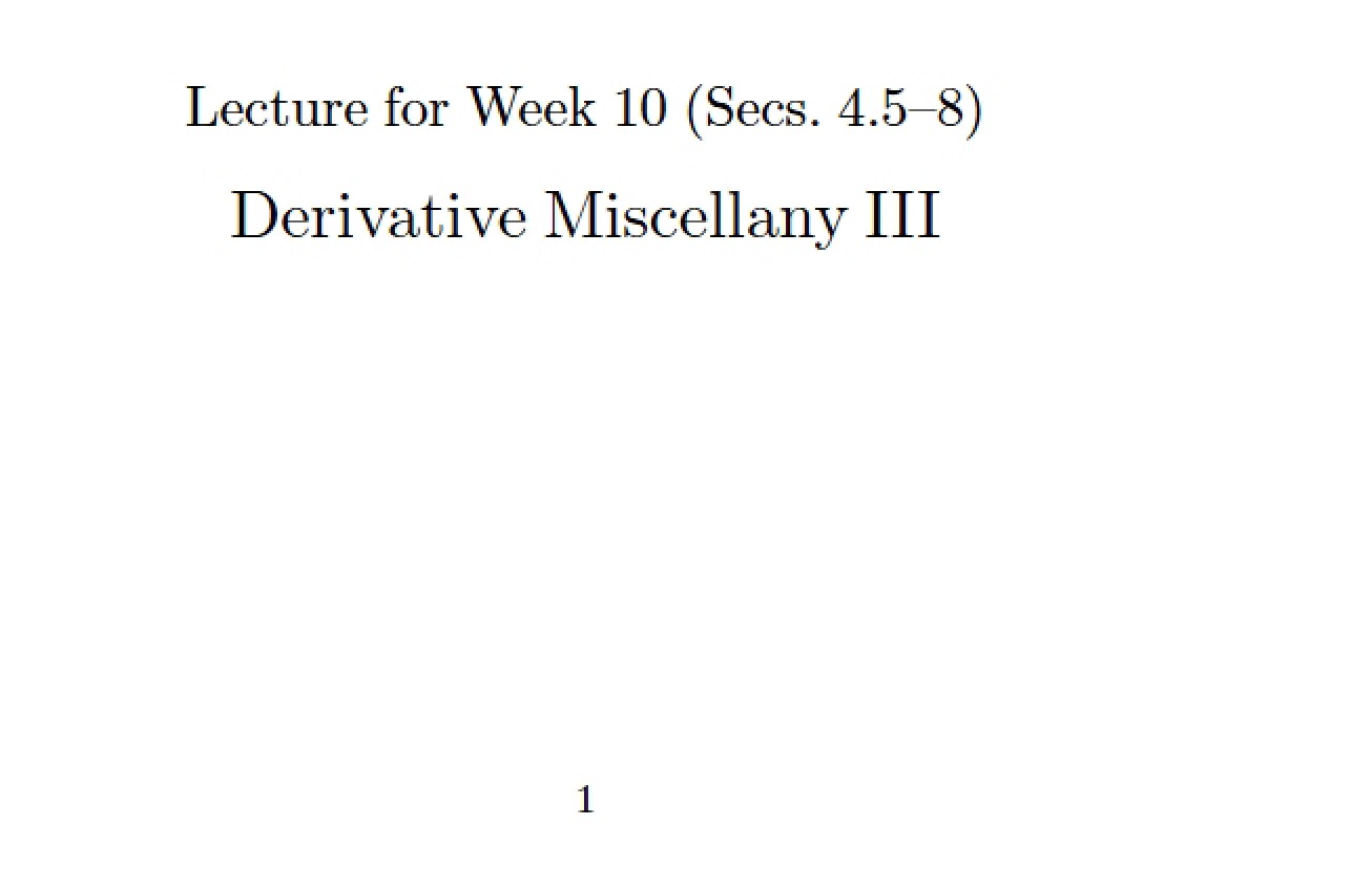 Lectures for Chapter Four, Sections Five to Eight