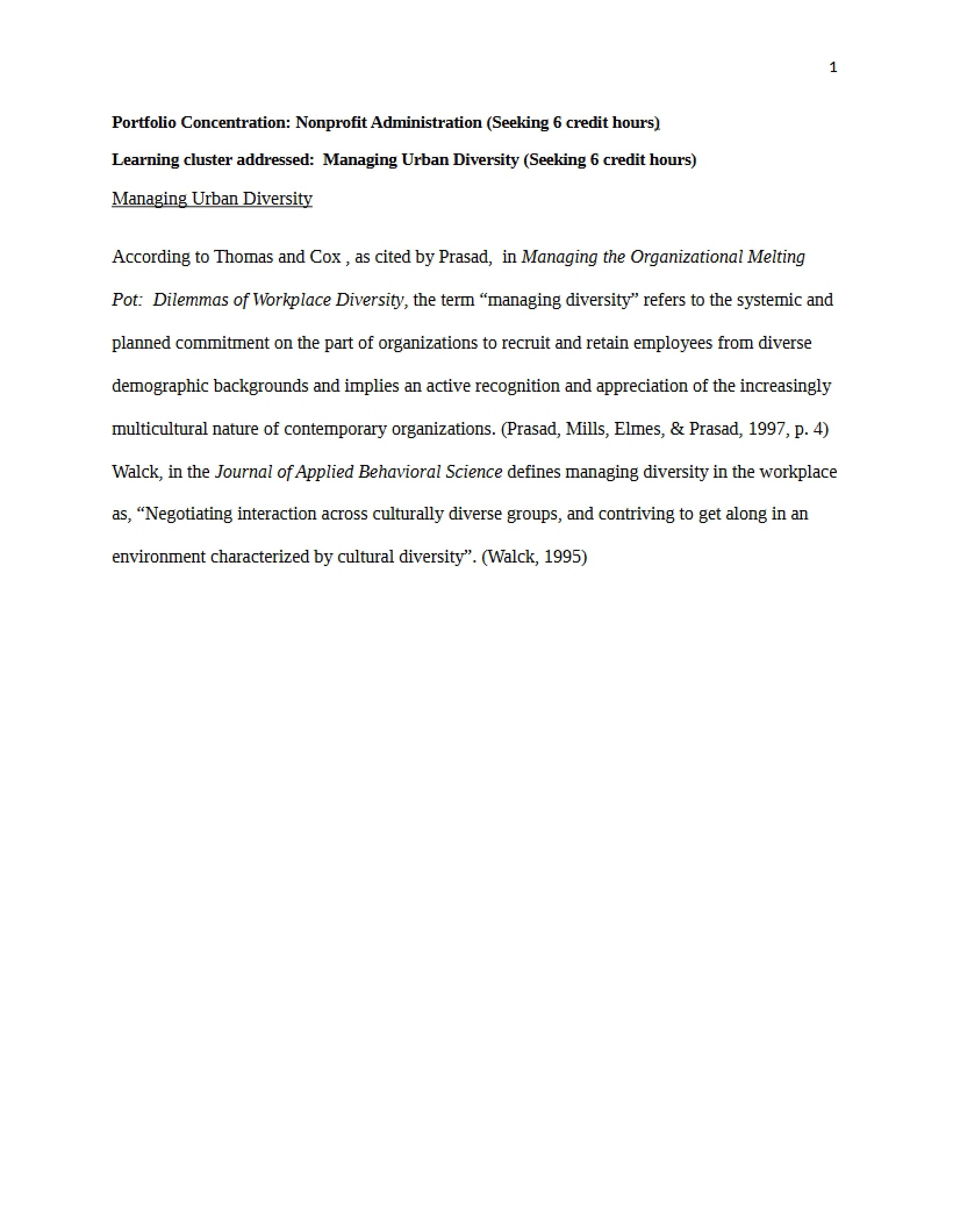 Diversity Management in Urban Settings
