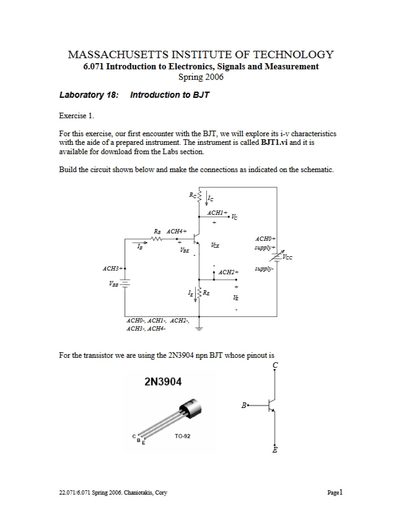 BJT Introduction (Lab 18)