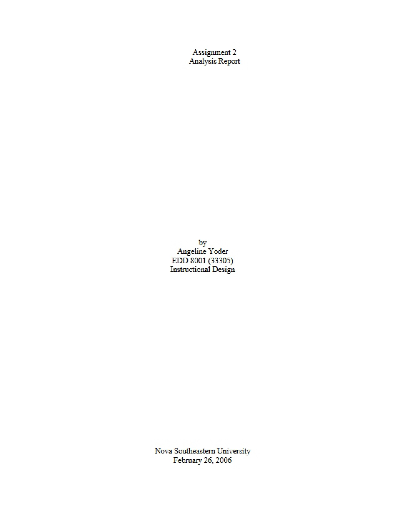 Second Assignment
