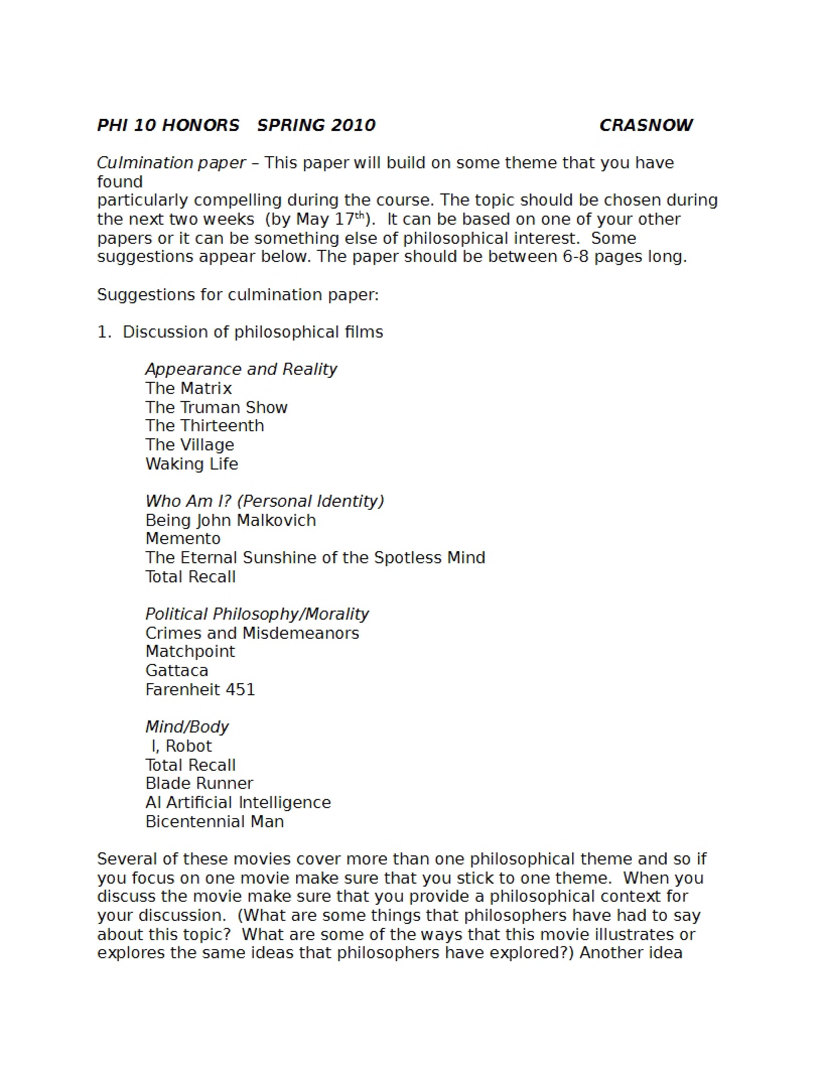 Philosophy Exam Guide