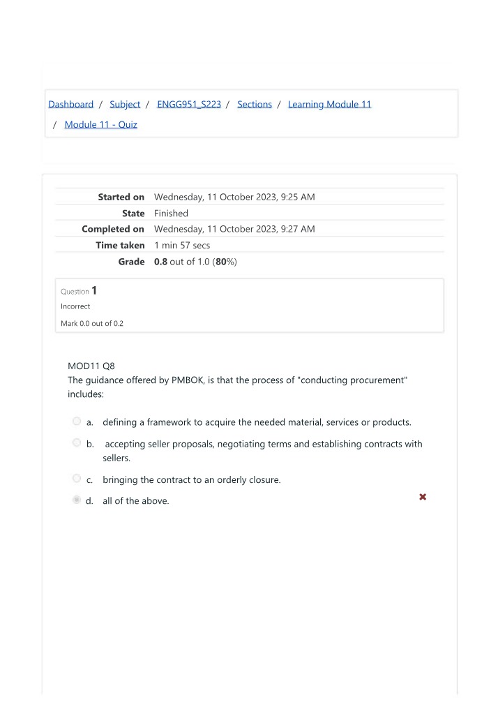 Quiz for Module 11
