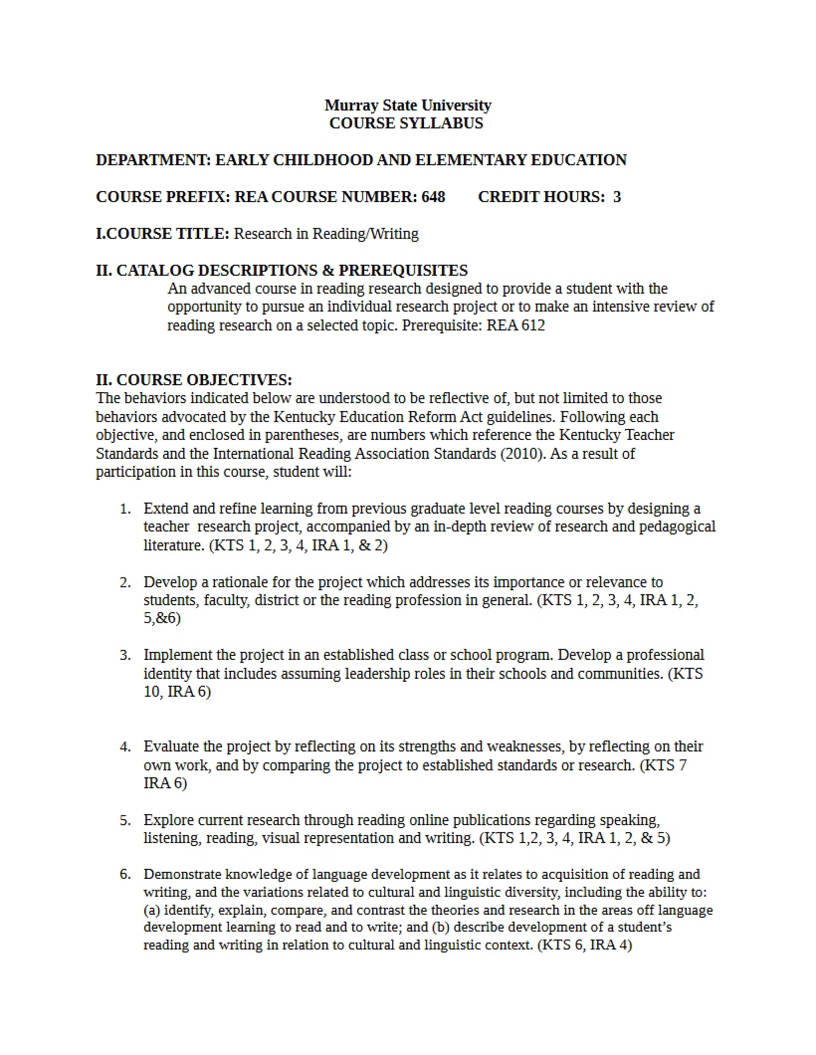 Syllabus - 4 Pages