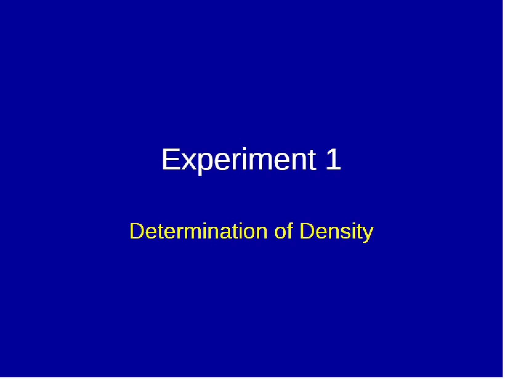 Fundamental Chemistry Experiment One